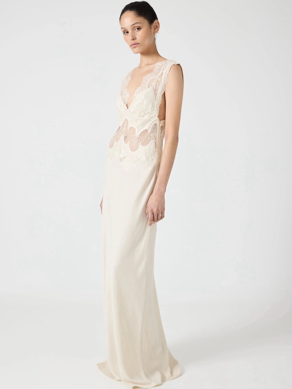Sincerely Jules Nude Lace-Trim Slip Dress